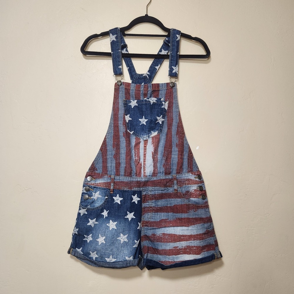 American Rag Cie Stars ans Stripes Overalls Shortalls Womens Size 11